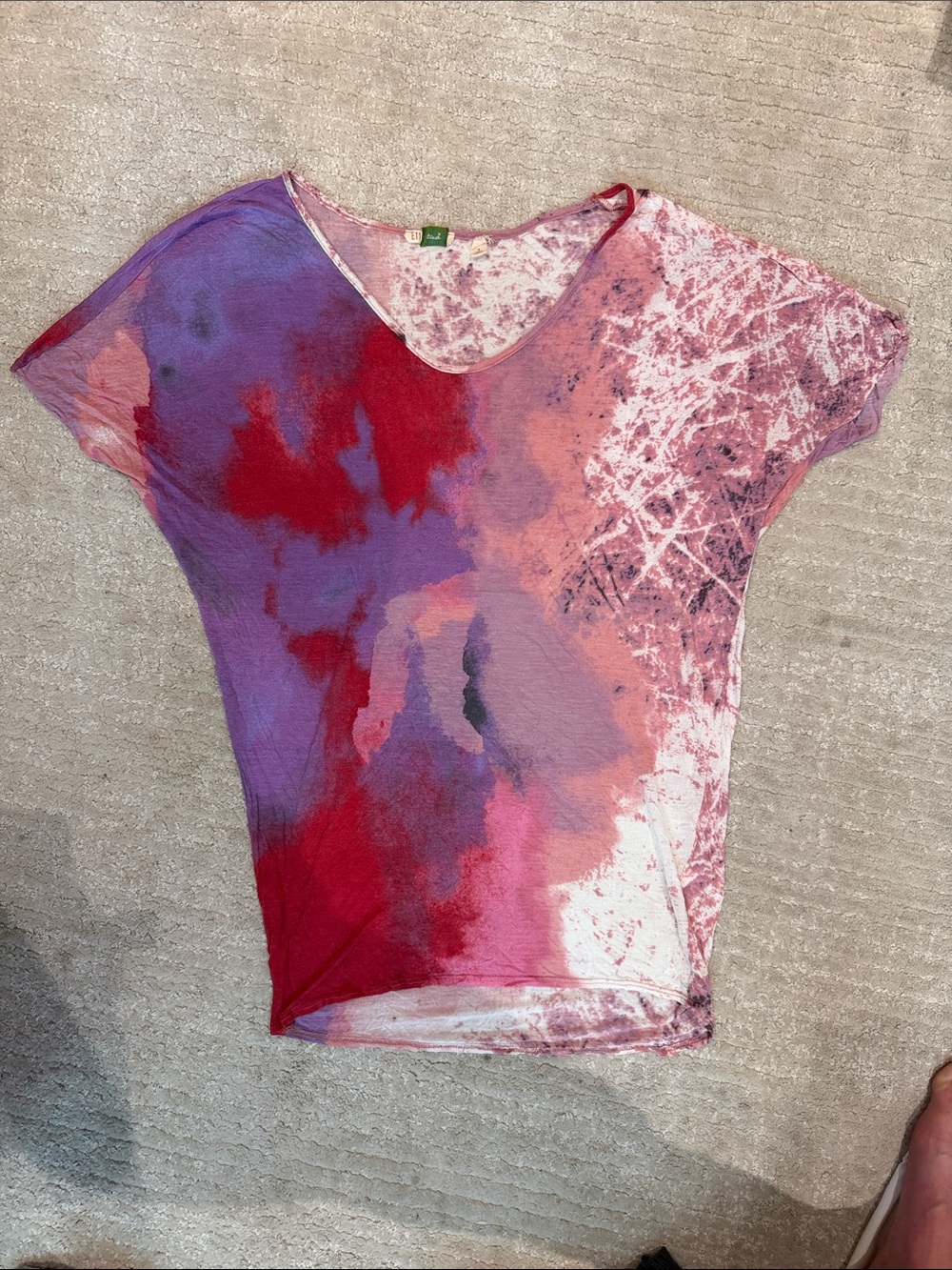 Anthropologie Short Sleeve Tie-Dye Tee in Red, Purple, Pink
